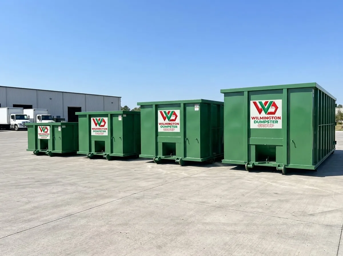 Residential roll-off dumpster in an Wilmington driveway