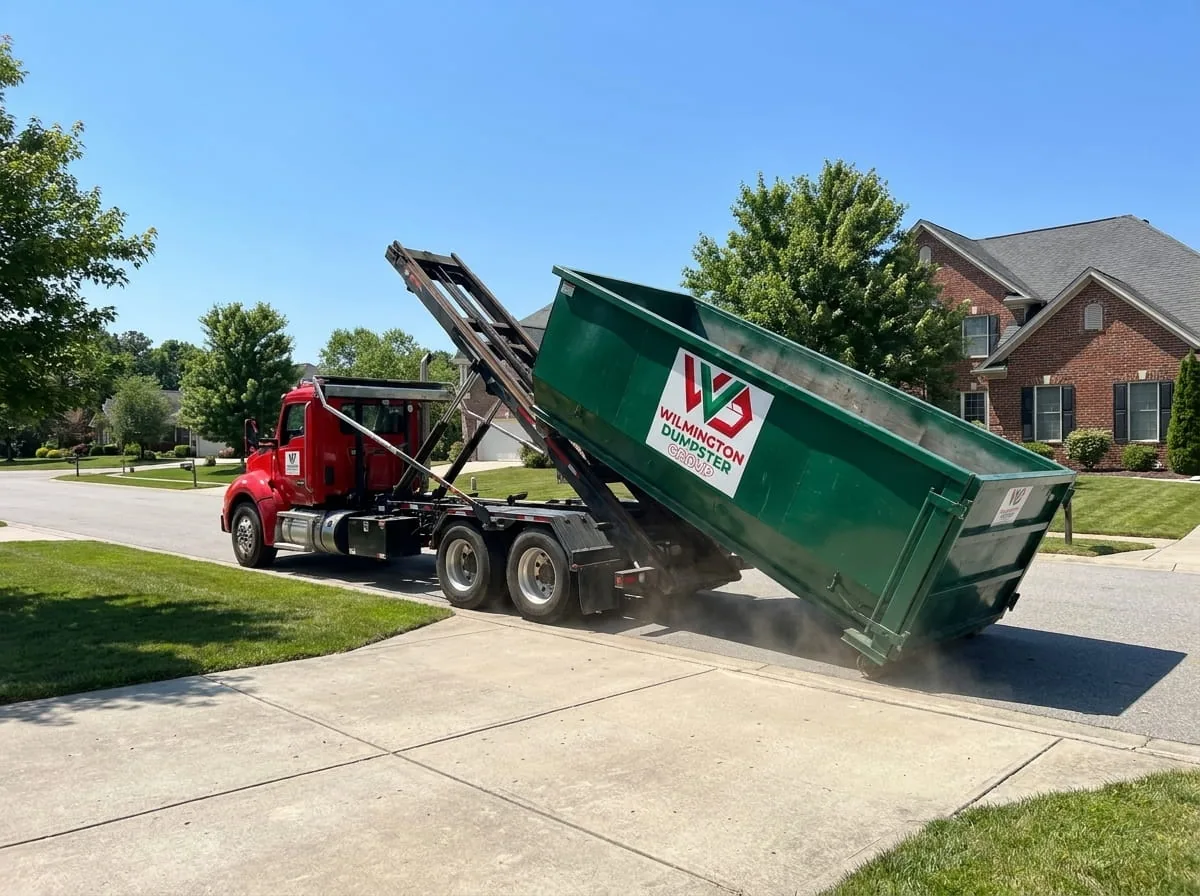 Roll-off dumpster set down quickly on an Wilmington property